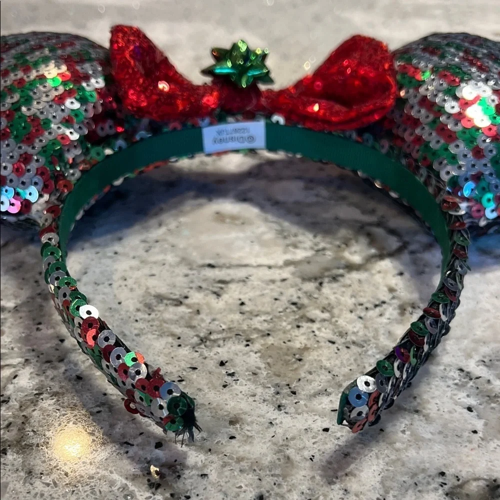 Disney Red and Green Sequin Mouse Ears Headband